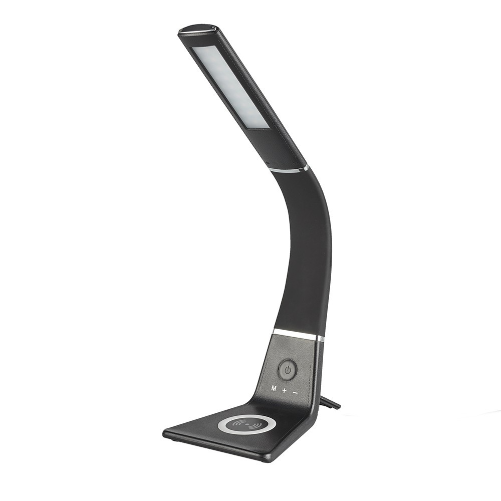 Black Curved LED Desk Lamp with Wireless Phone Charger - Curved LED Desk lamp with Wireless Phone Charger Black